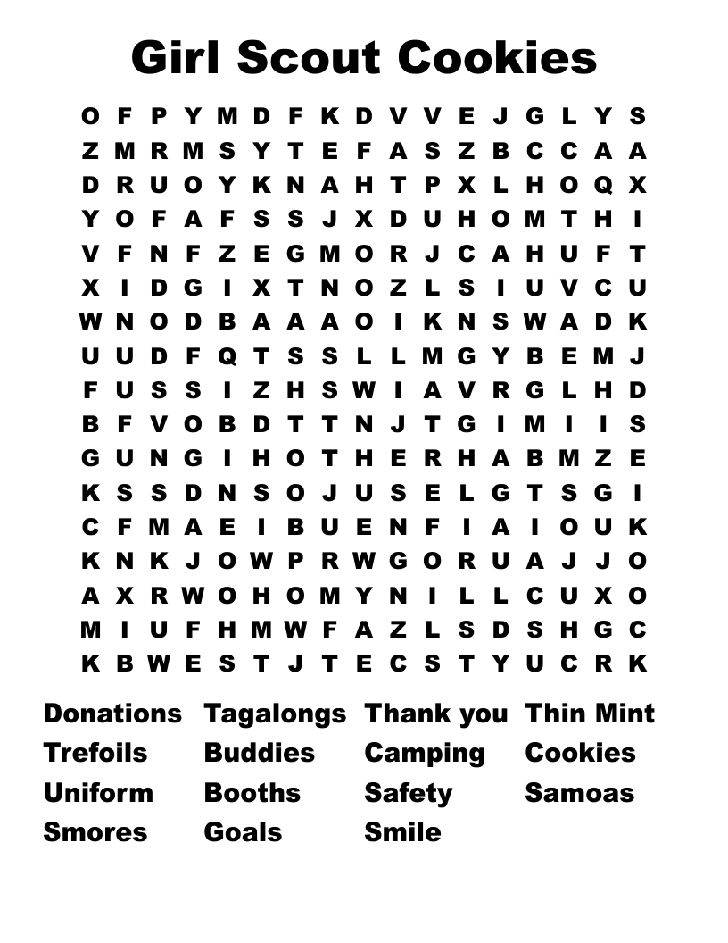 Girl Scout Cookies Word Search WordMint