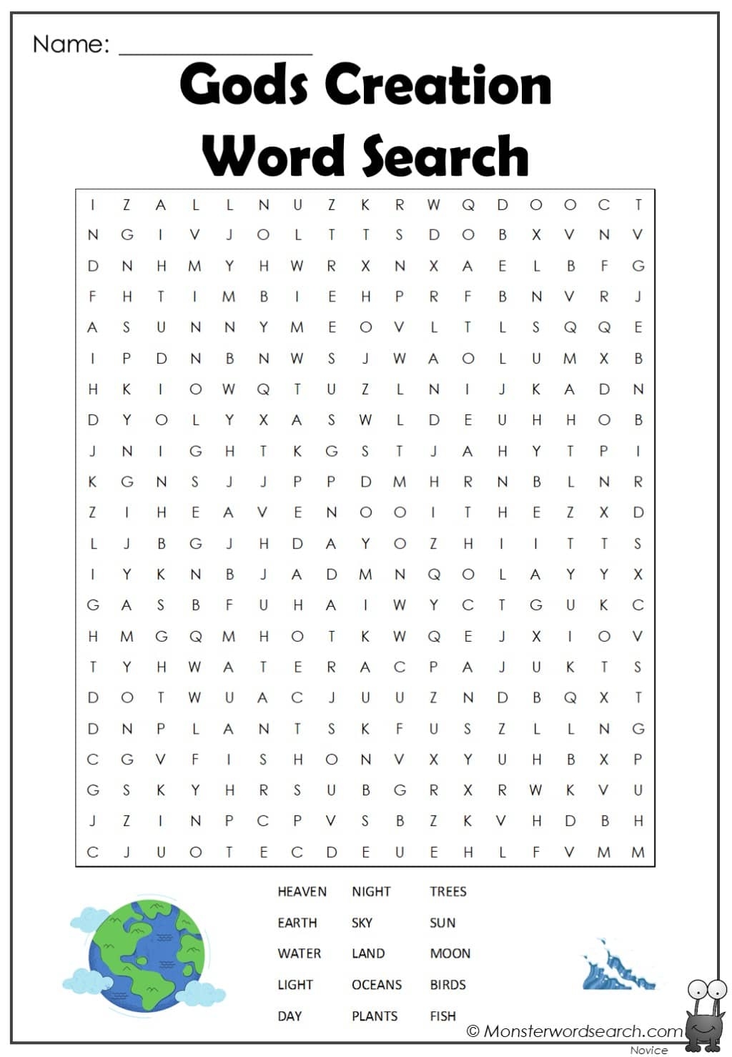 Gods Creation Word Search Monster Word Search Gods Creation Word Search Monster Word Search