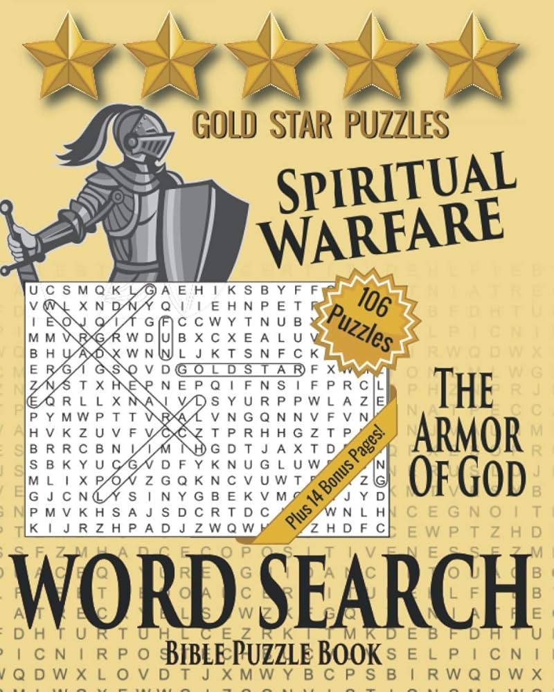Gold Star Bible Word Search Puzzle Book Spiritual Warfare Large Print Wordsearch Scramble The Armor Of God Christian Faith Series