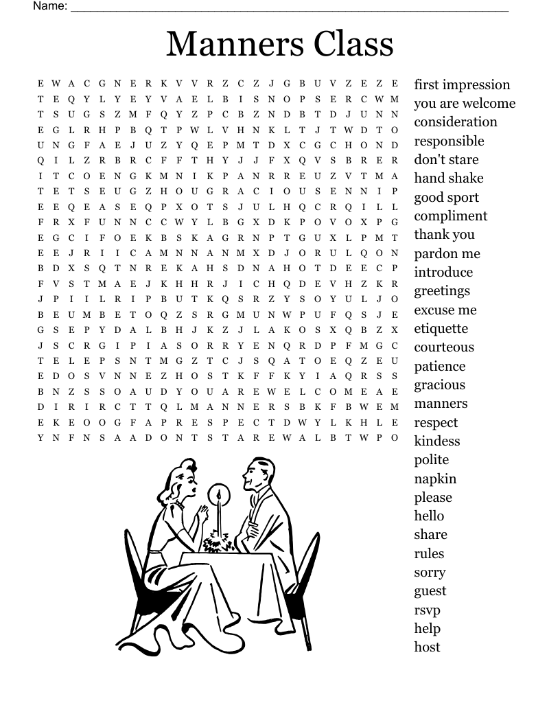 Good Manners Word Search WordMint