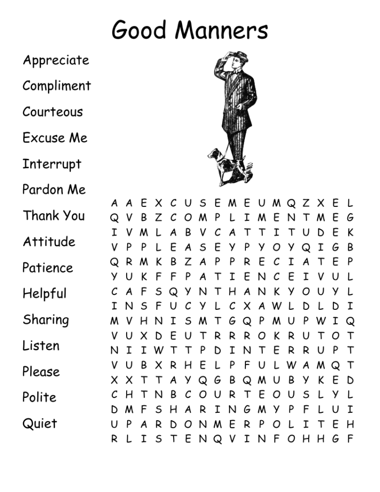 Good Manners Word Search WordMint