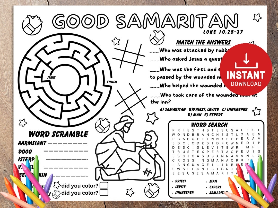 Good Samaritan Activity Sheet Bible Activity Sunday School 