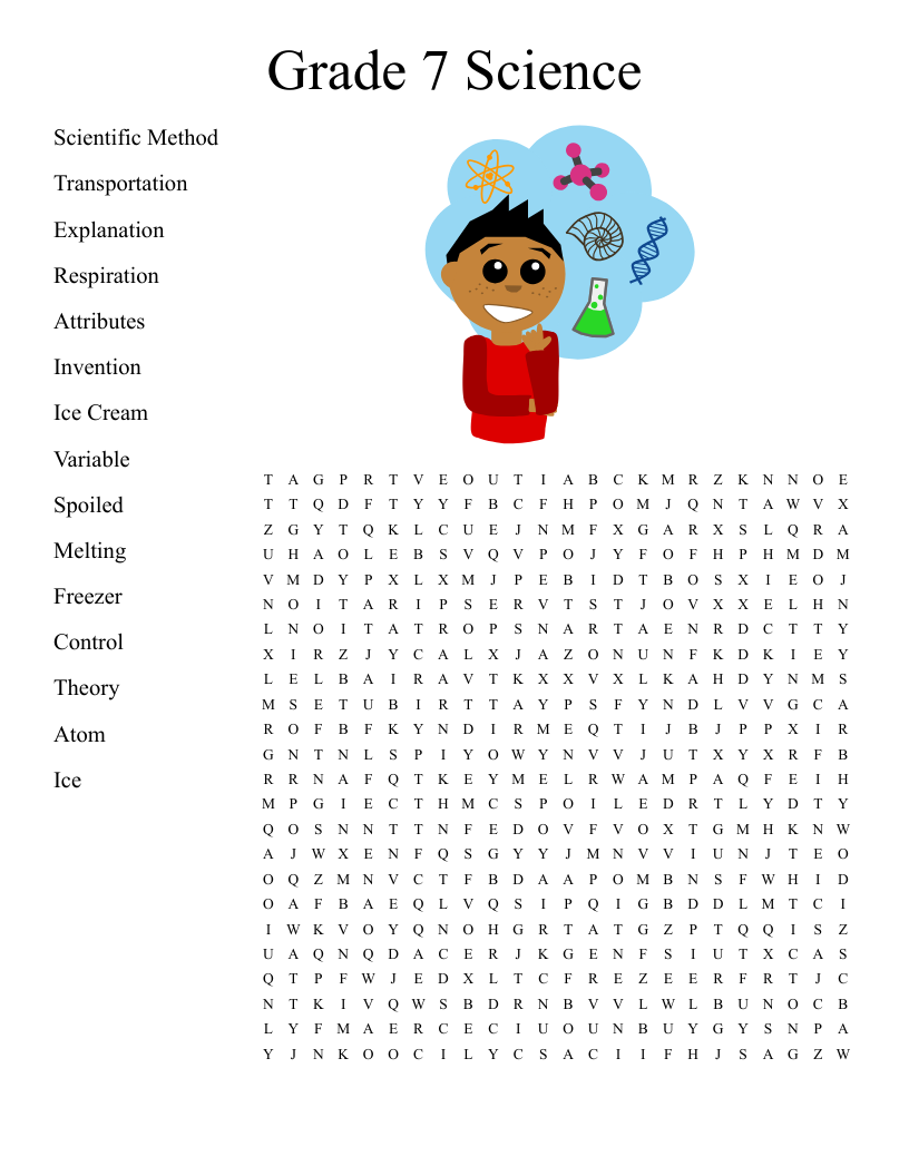 Grade 7 Science Word Search WordMint