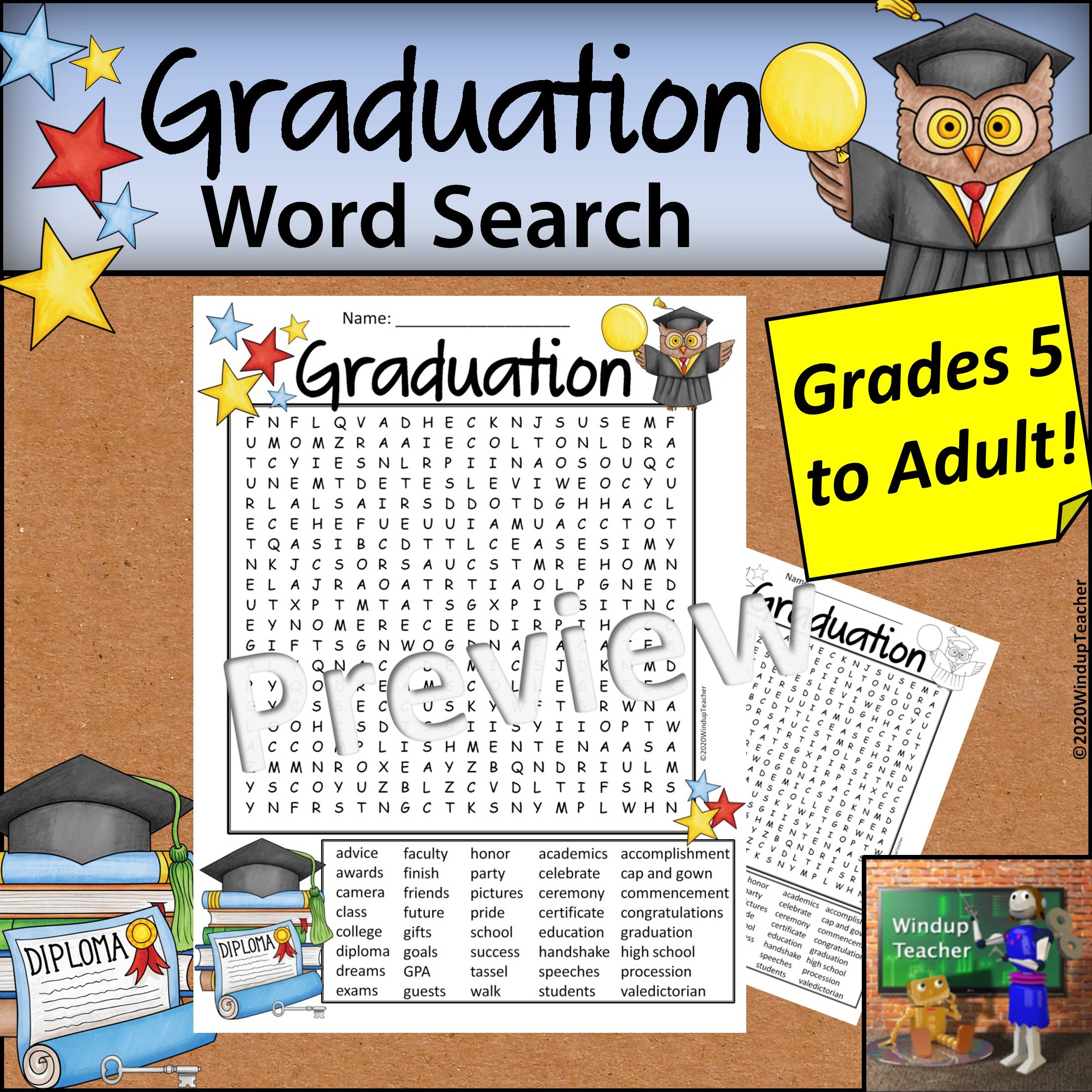Graduation Word Search Printable