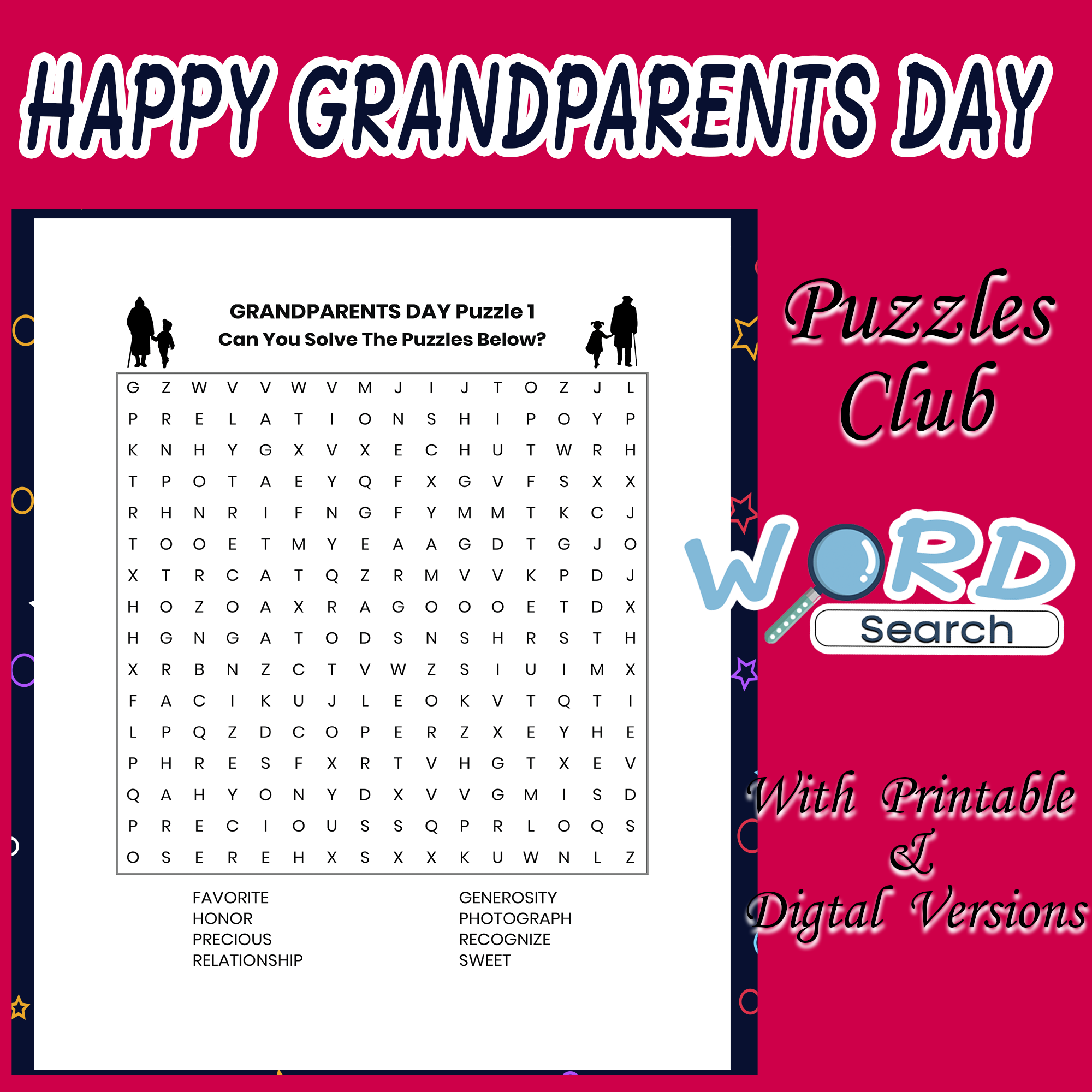 Free Printable Grandparents Day Word Search