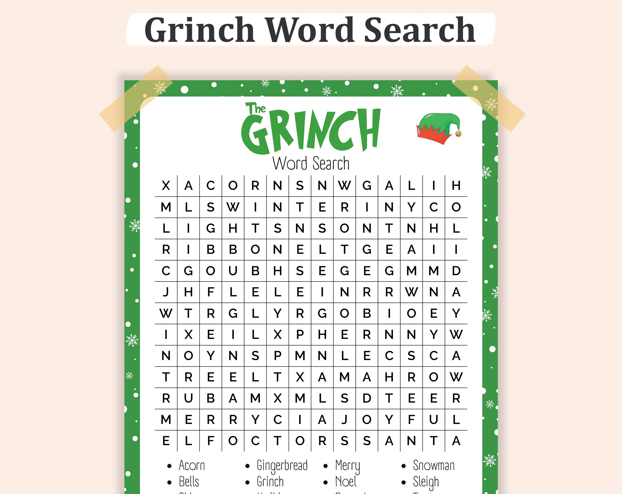 GRINCH WORD SEARCH Printable Christmas Word Search The Grinch Christmas Activity Xmas Word Search Fun Christmas Games Etsy Australia