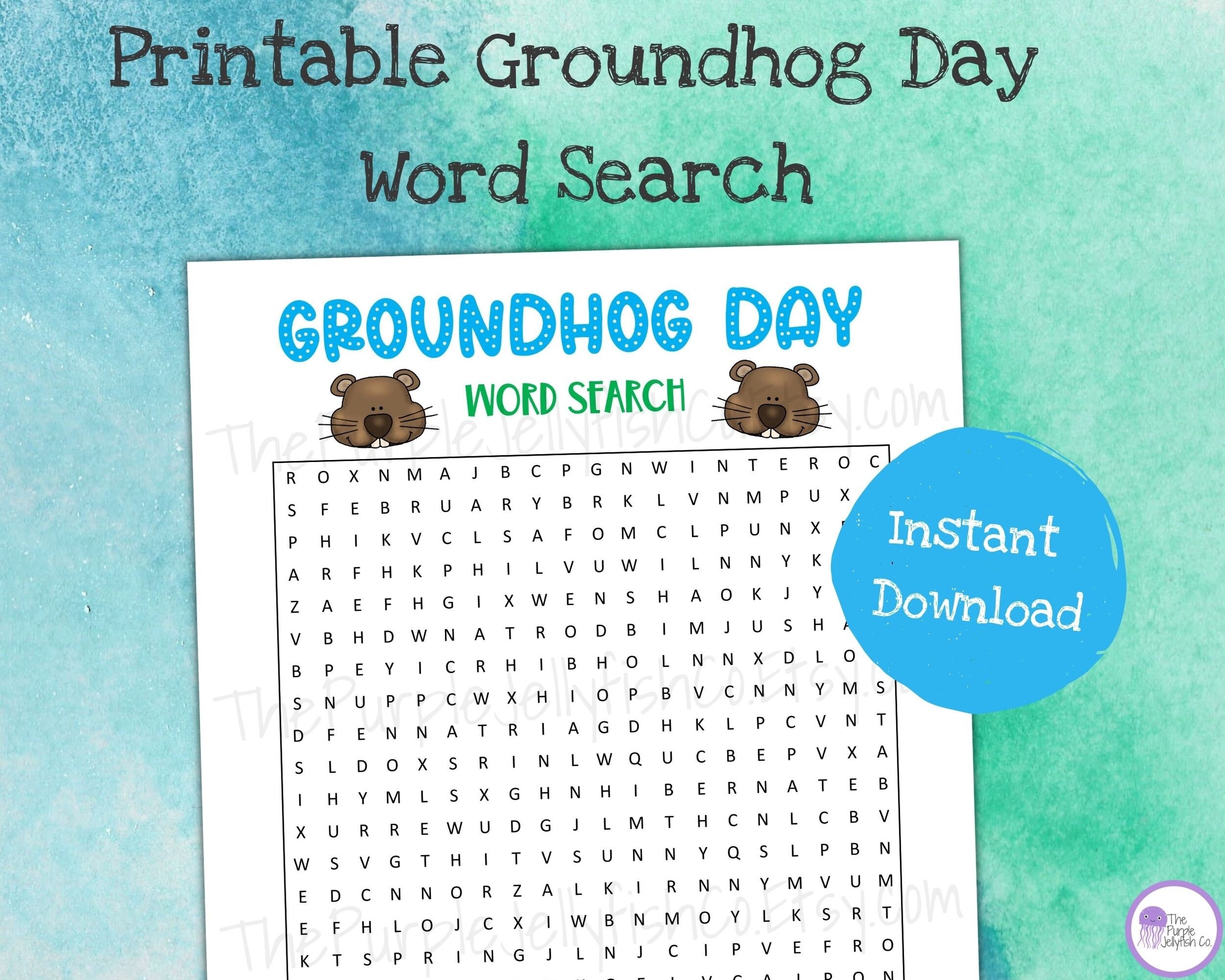 Groundhog Day Word Search Printable Groundhog Activities Word Search For Kids Printable Groundhog Day Games Groundhog Day Party Etsy