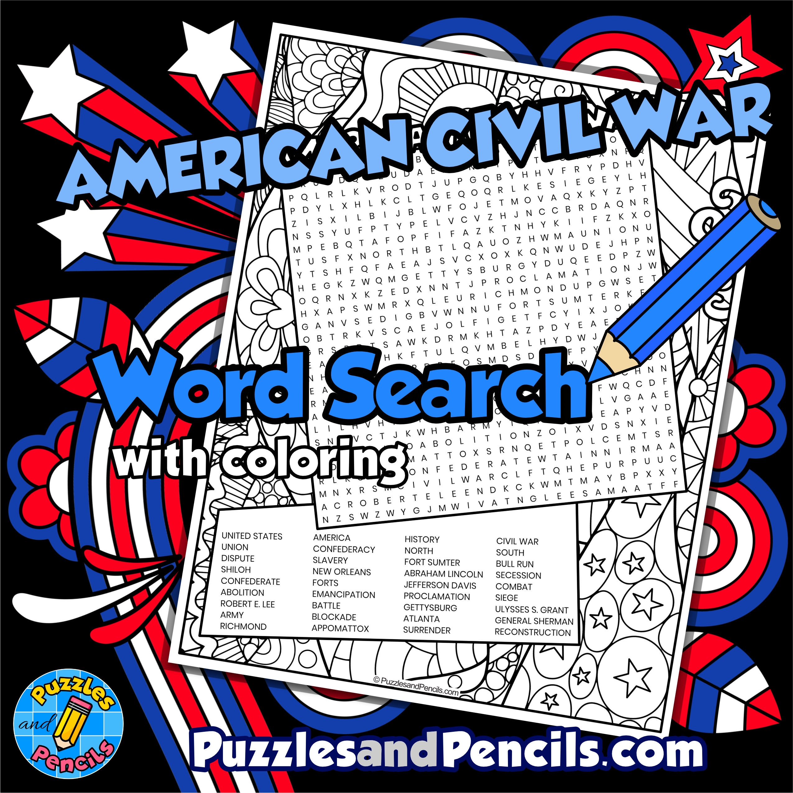 Printable Civil War Word Search Printable Civil War Word Search