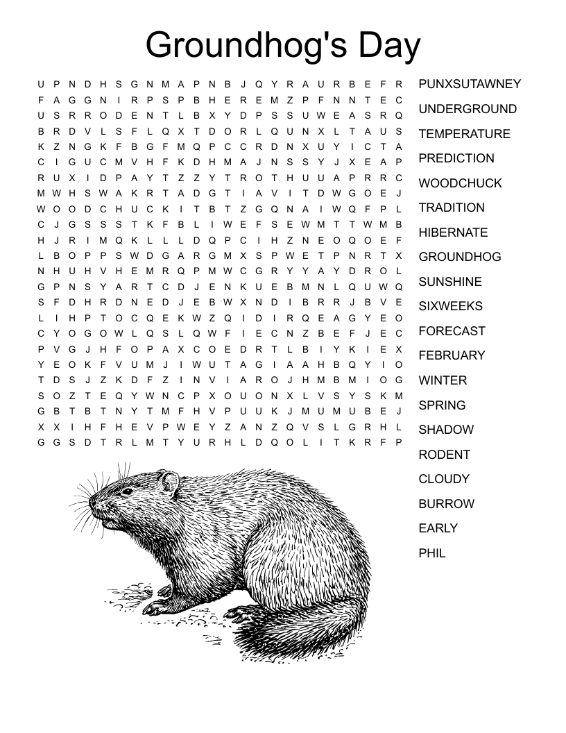 Groundhog s Day Word Search WordMint