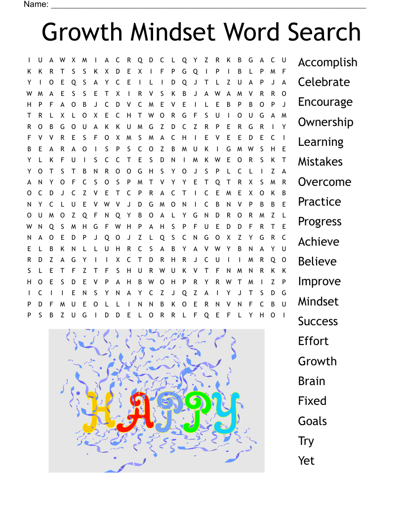 Growth Mindset Word Search WordMint