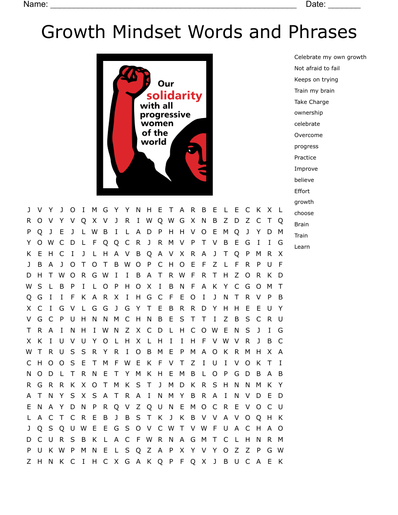 Free Printable Growth Mindset Word Search Free Printable Growth Mindset Word Search