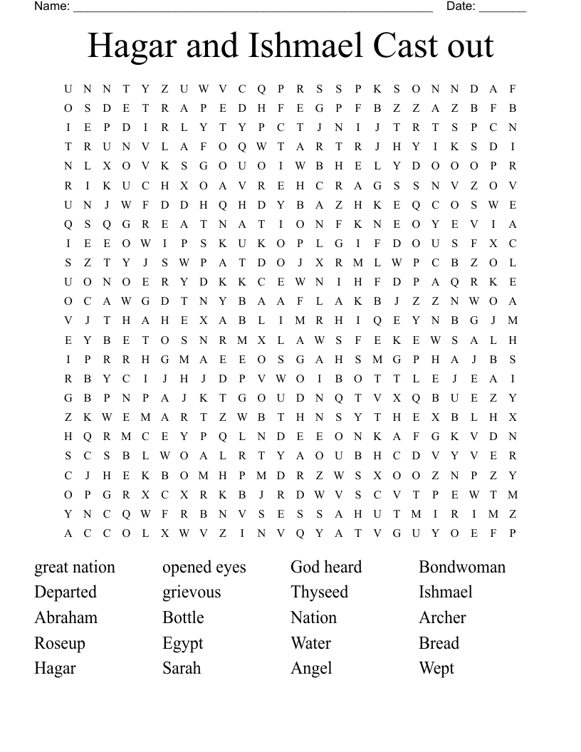 Hagar And Ishmael Cast Out Word Search WordMint