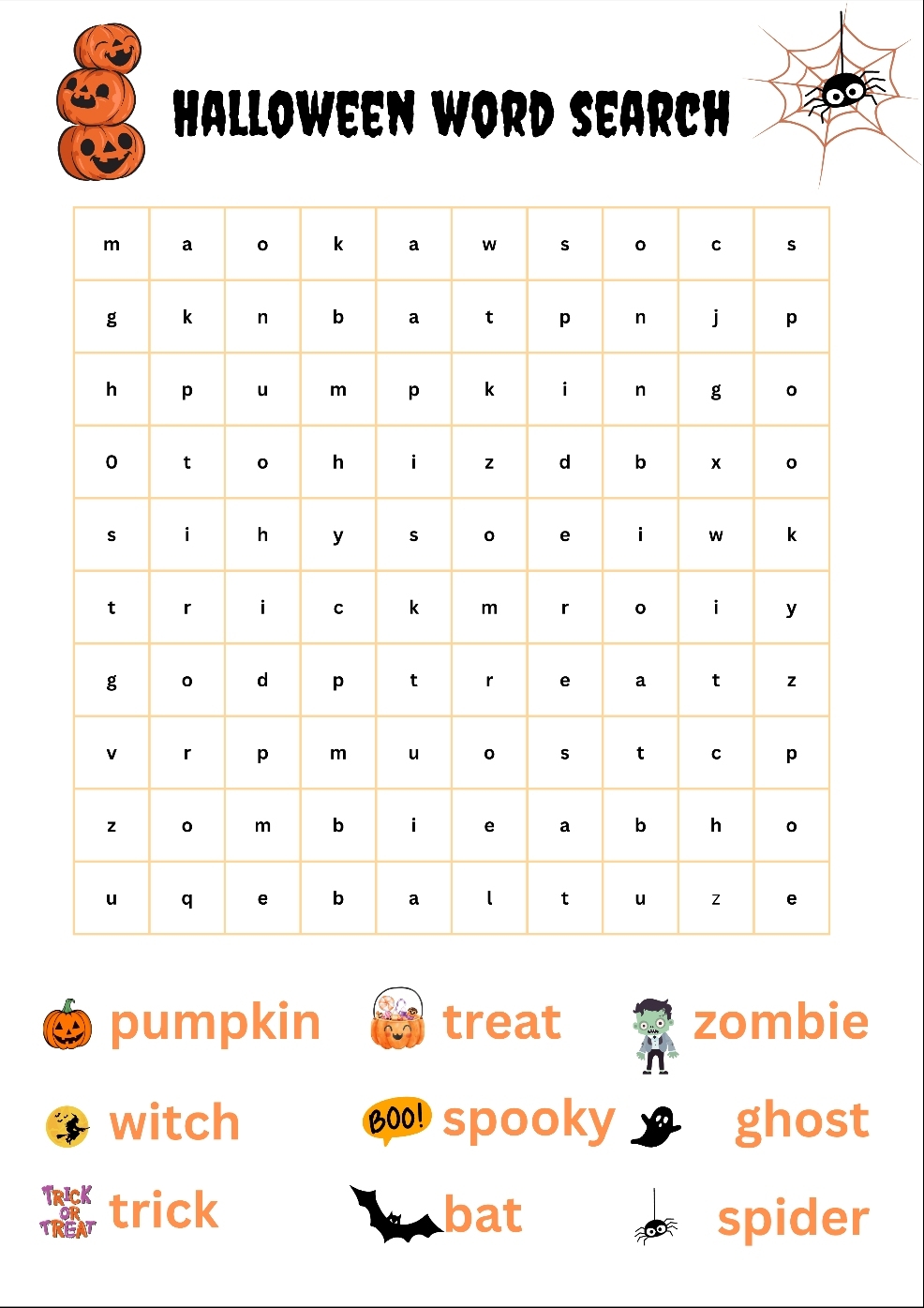 Halloween Word Search Middle School Printable