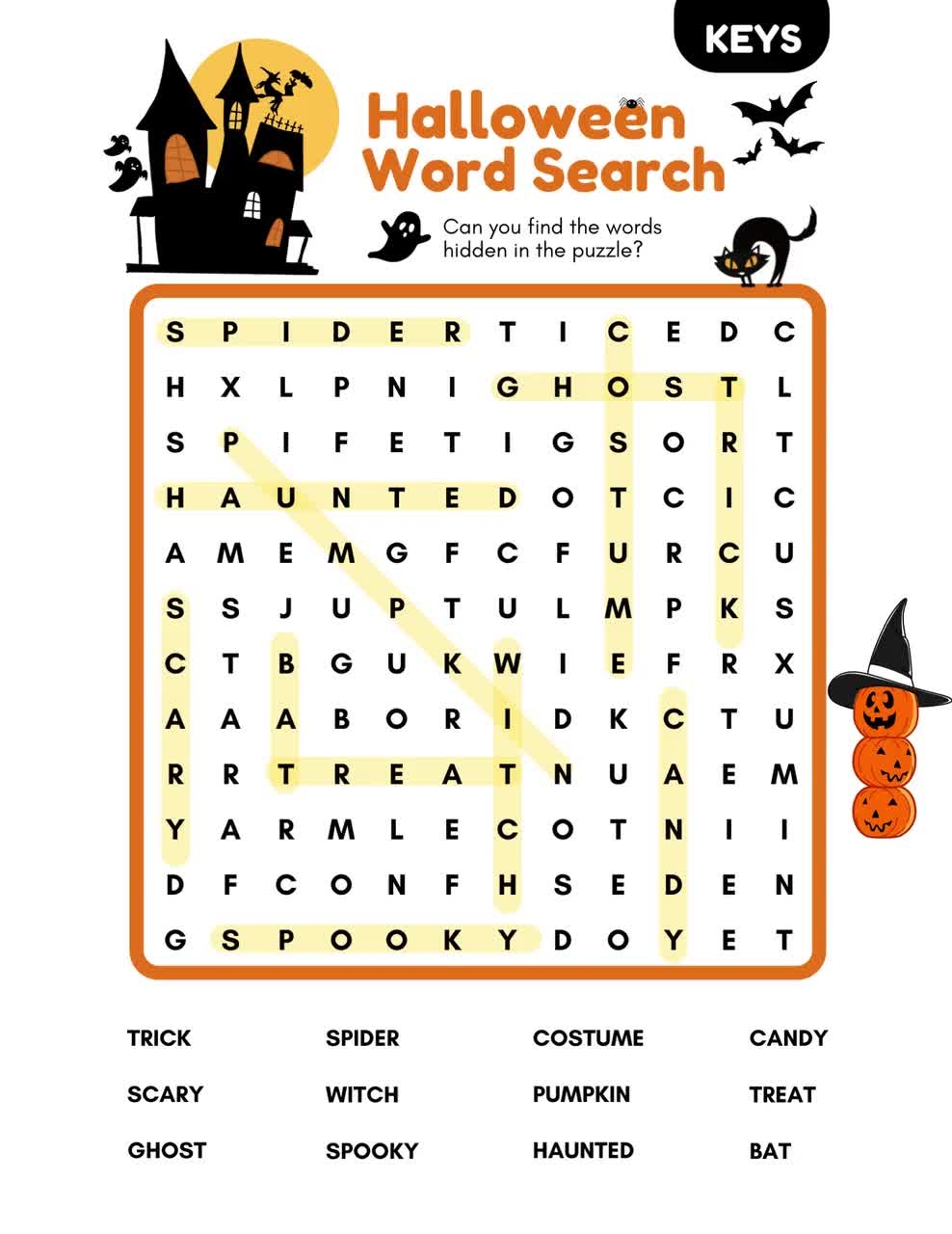 Halloween Games Printable Word Search Kid Games Instant Download Printable Halloween Game