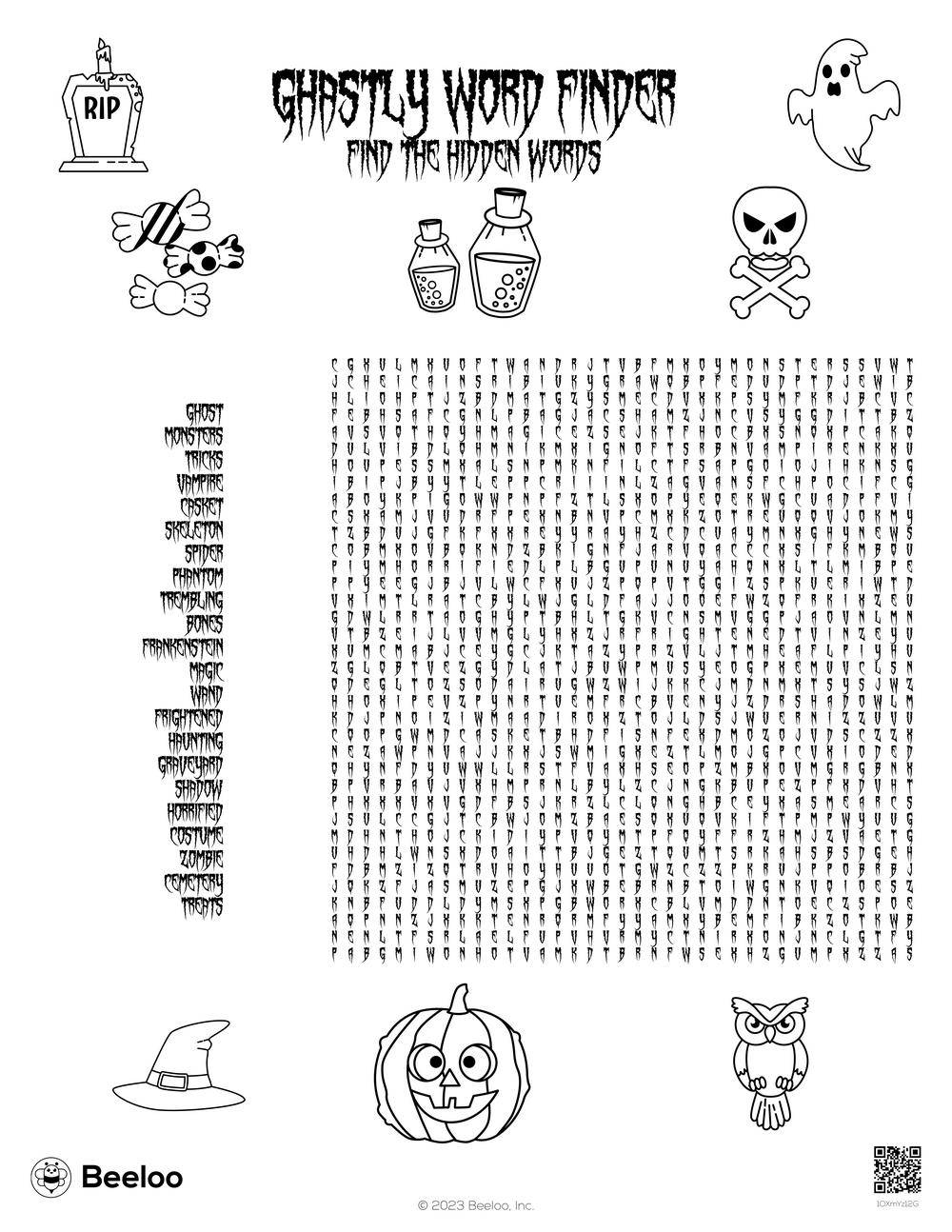 Free Printable Halloween Word Search Difficult