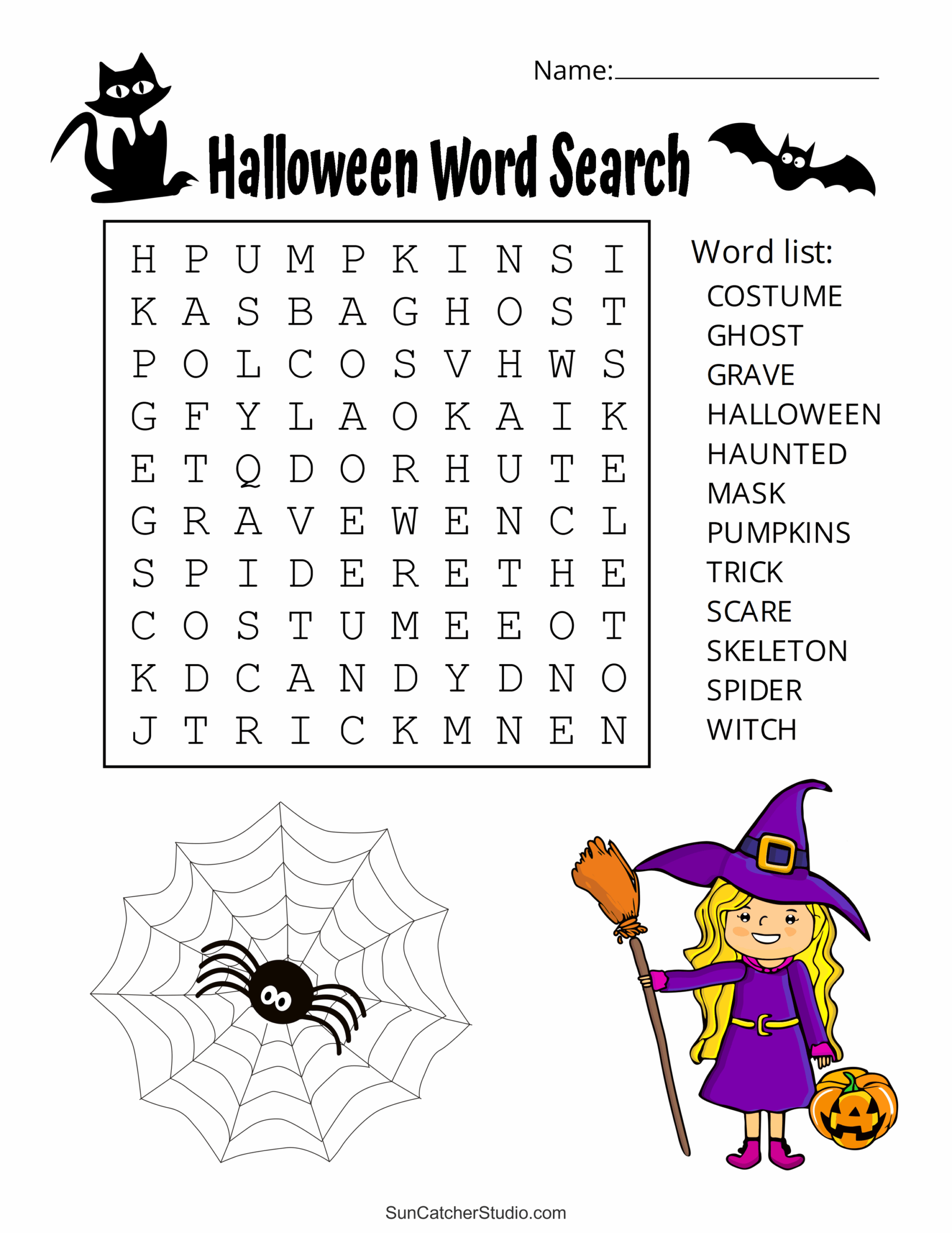 Halloween Printable Word Search Hard