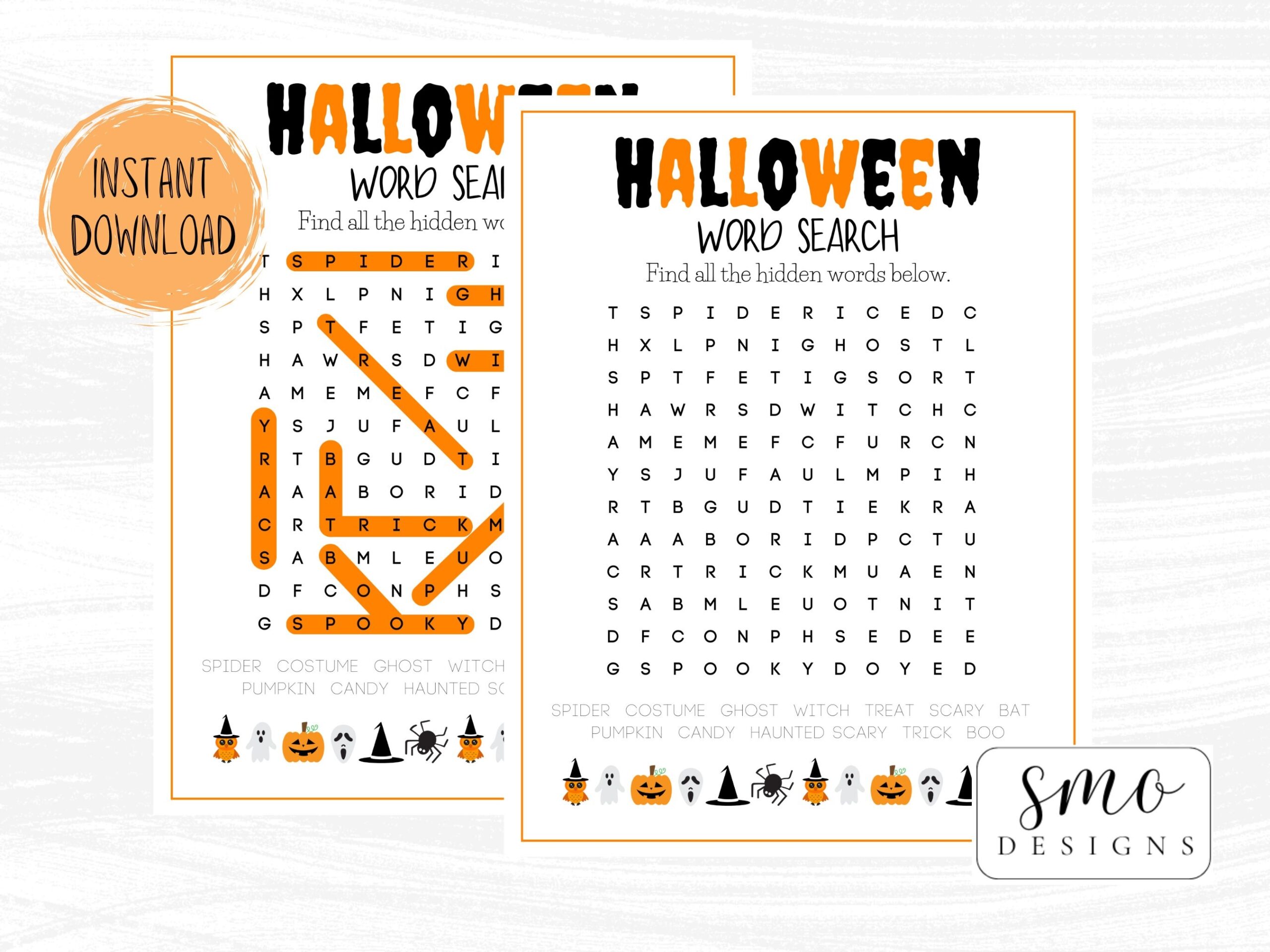 Halloween Word Search Halloween Party Game Word Finder Template Printable Instant Download Printable Fun Party Game With Answer Key Etsy
