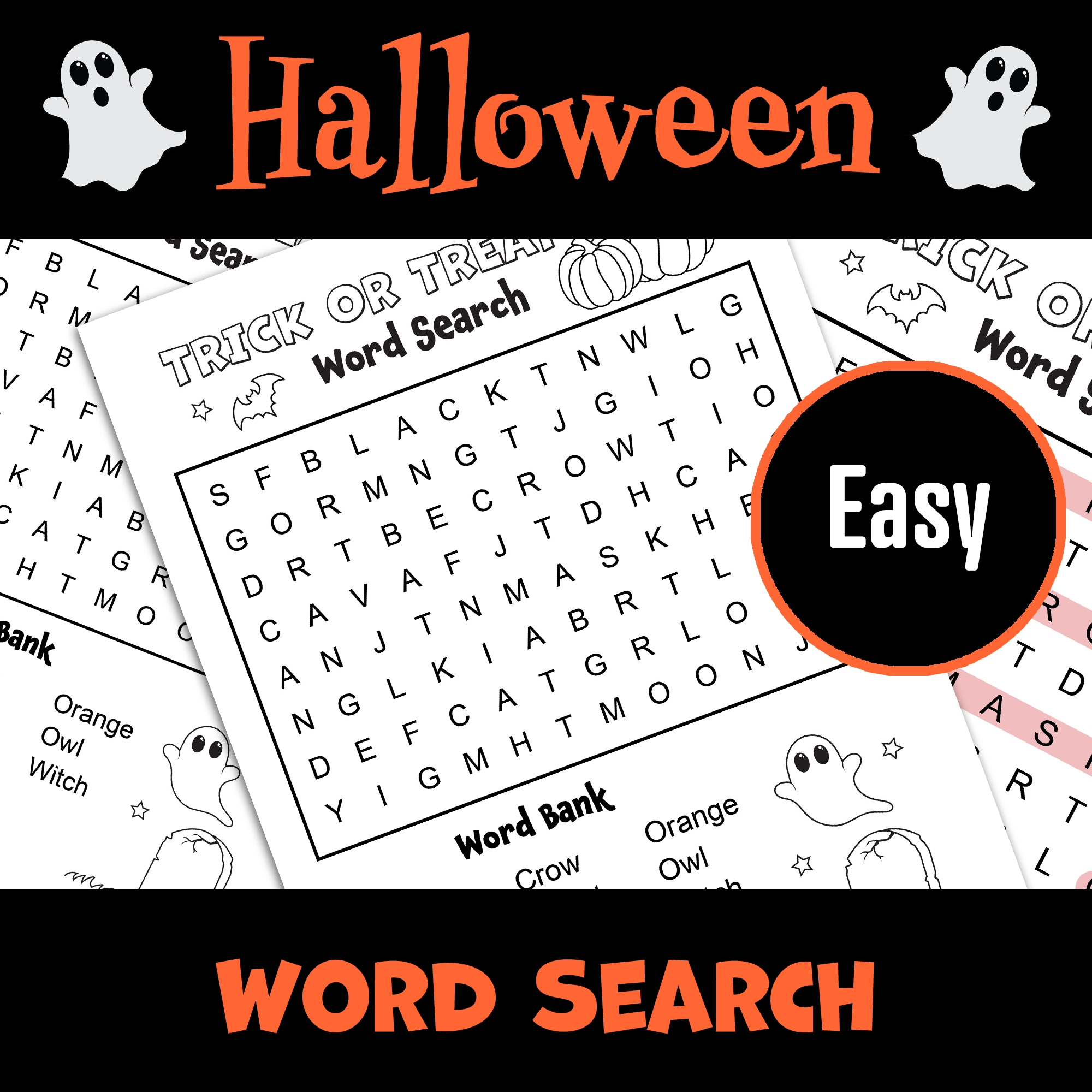 Easy Printable Halloween Word Search