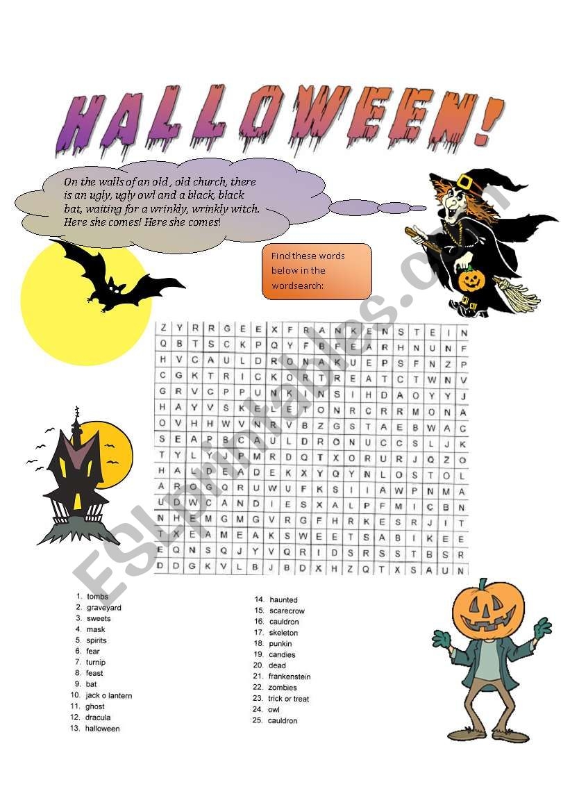 French Halloween Word Search Printable