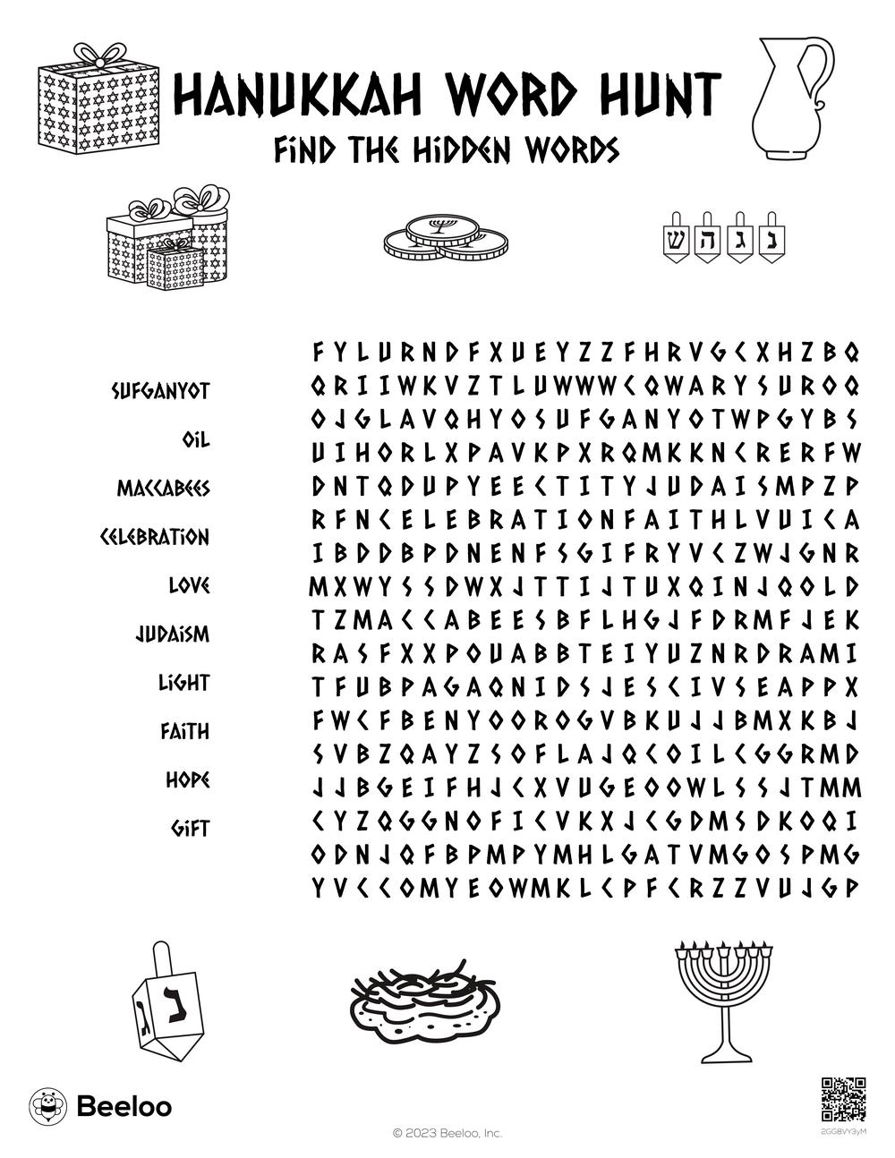 Hanukkah themed Word Searches Beeloo Printable Crafts And Activities For Kids