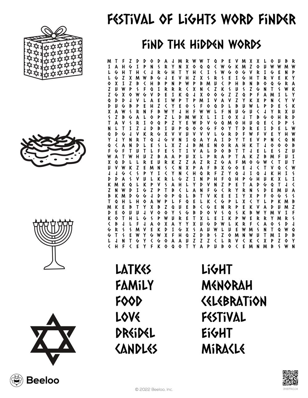Hanukkah themed Word Searches Beeloo Printable Crafts And Activities For Kids