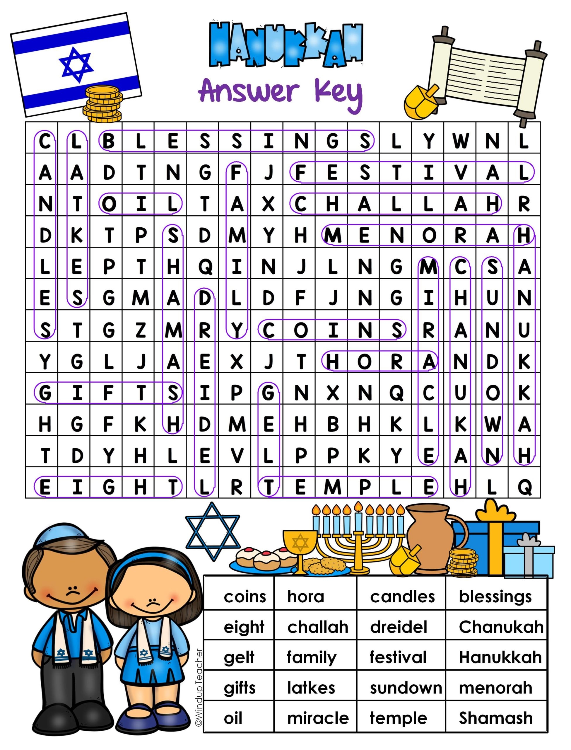 Free Hanukkah Word Search Printable