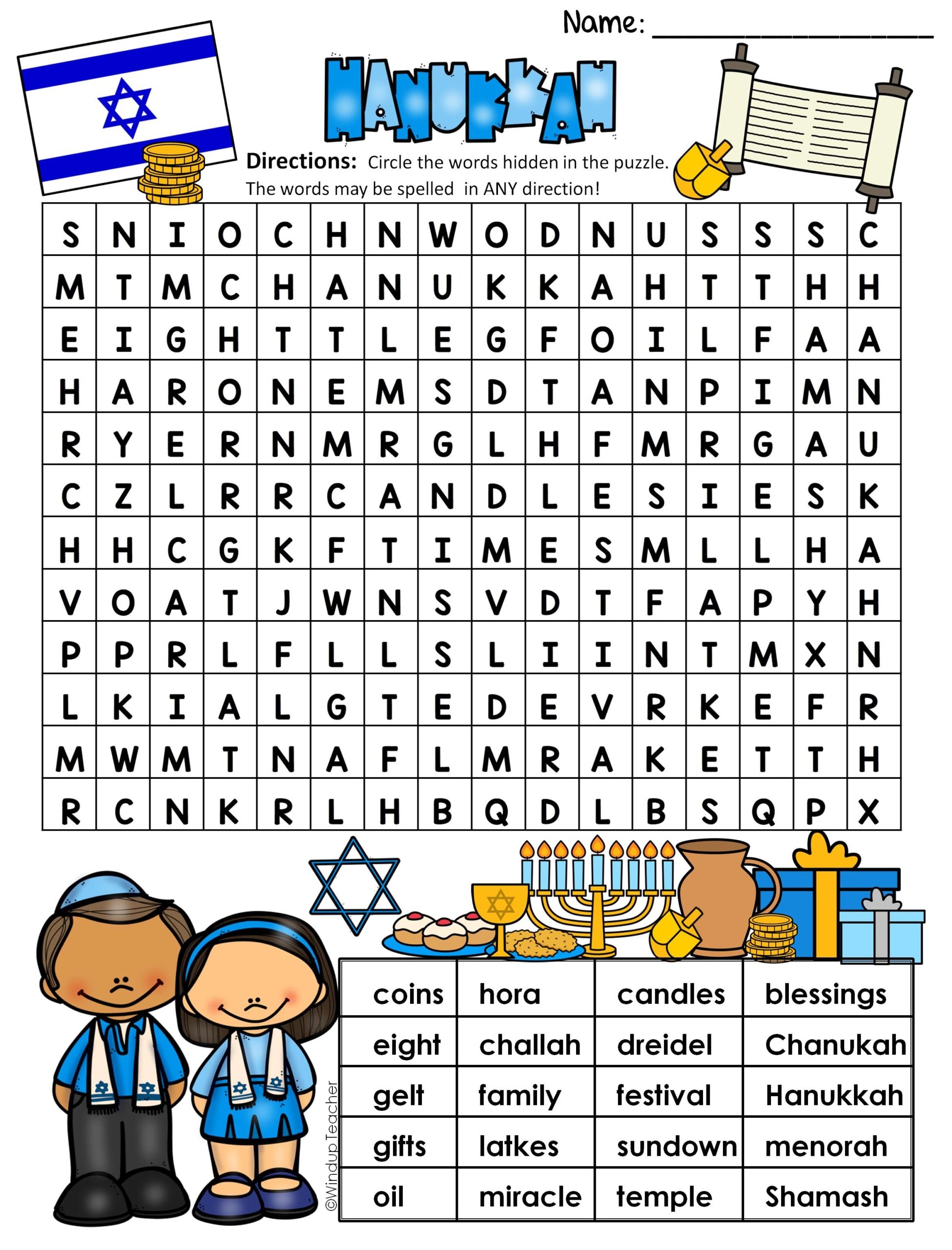 Hanukkah Word Search HARD Puzzle Ready To Go 