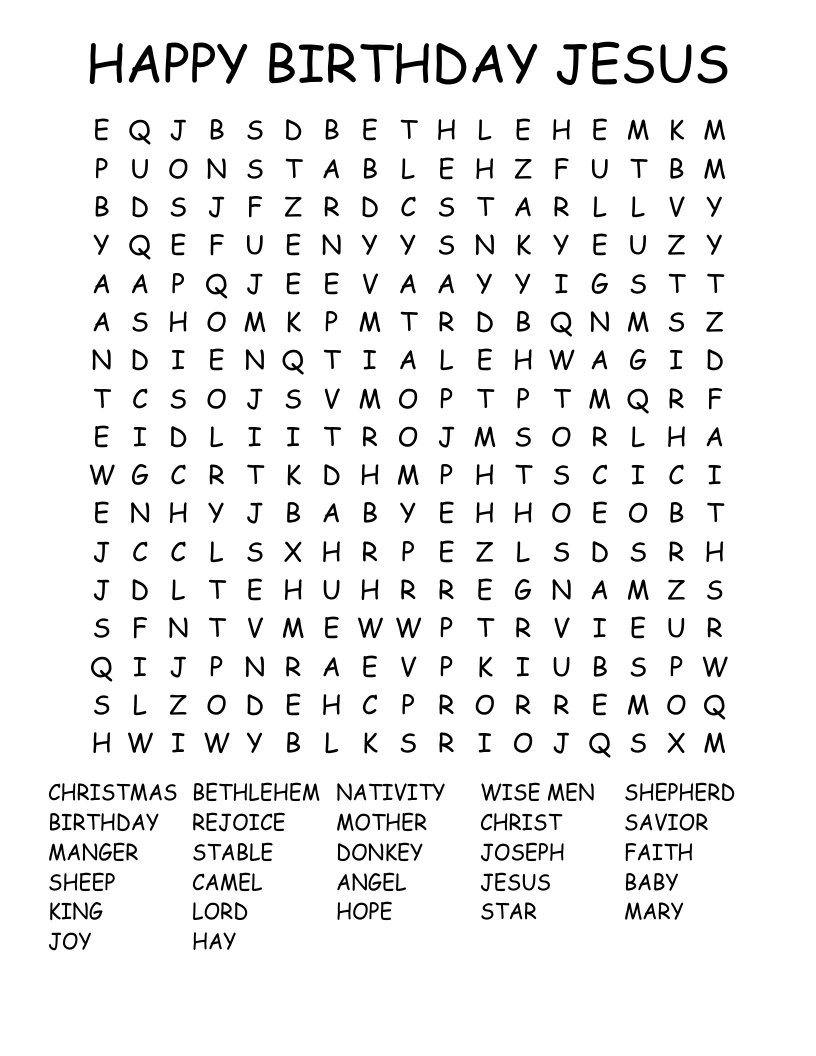 Birthday Word Search Free Printable