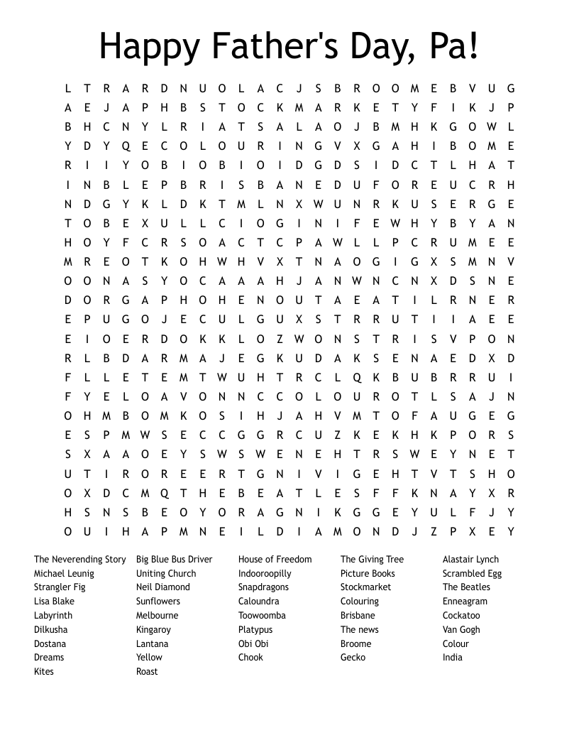 Happy Father s Day Pa Word Search WordMint Happy Father s Day Pa Word Search WordMint