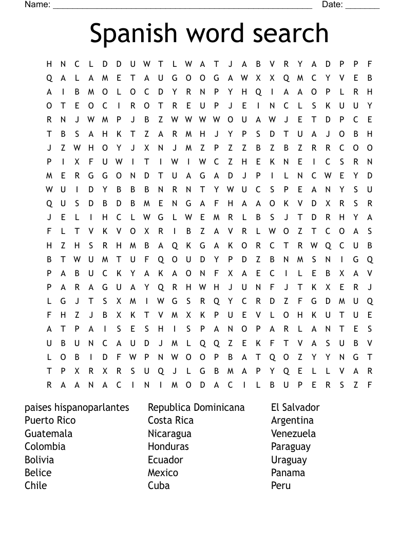 Happy Hispanic Heritage Month Word Search WordMint