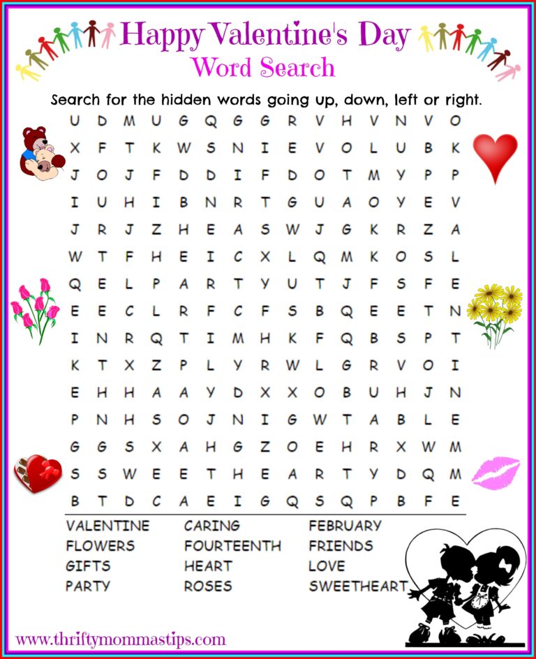 Happy Valentine s Day Word Search Printable Thrifty Mommas Tips