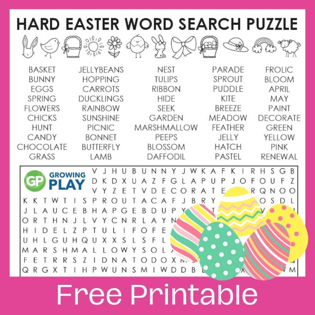 Hard Easter Word Search Printable Free Growing Play