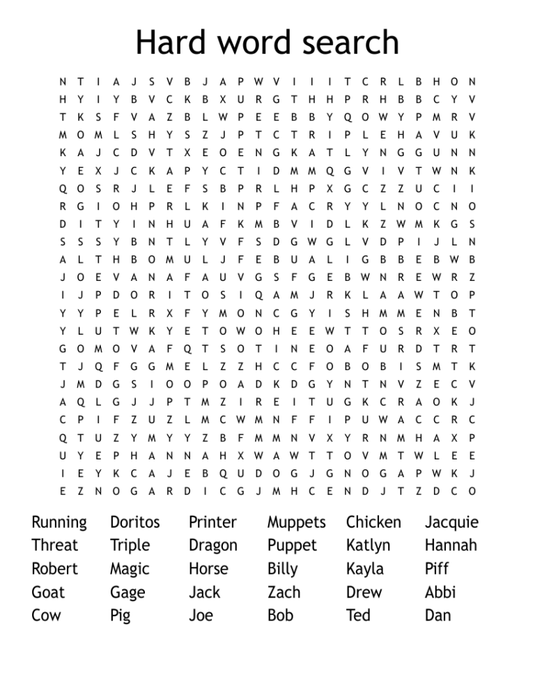 Hard Word Search WordMint