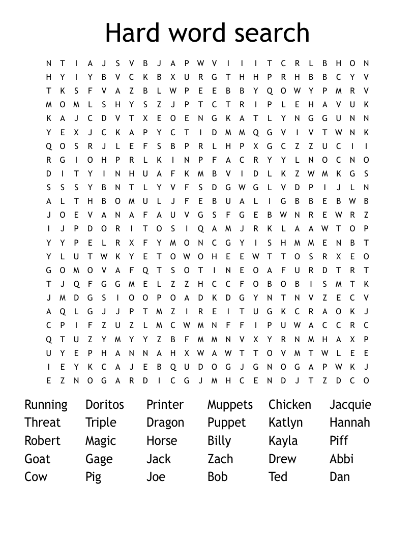 Hard Word Search WordMint Hard Word Search WordMint