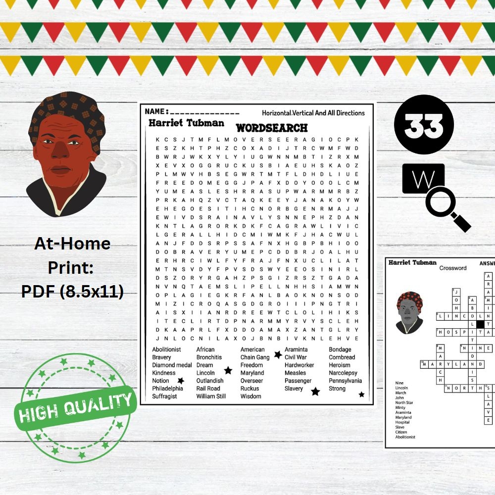 Free Printable Harriet Tubman Word Search