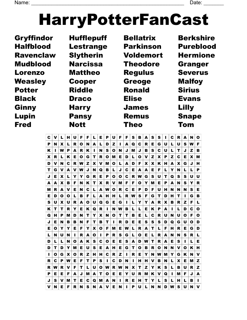 Mega Harry Potter Word Search Printable