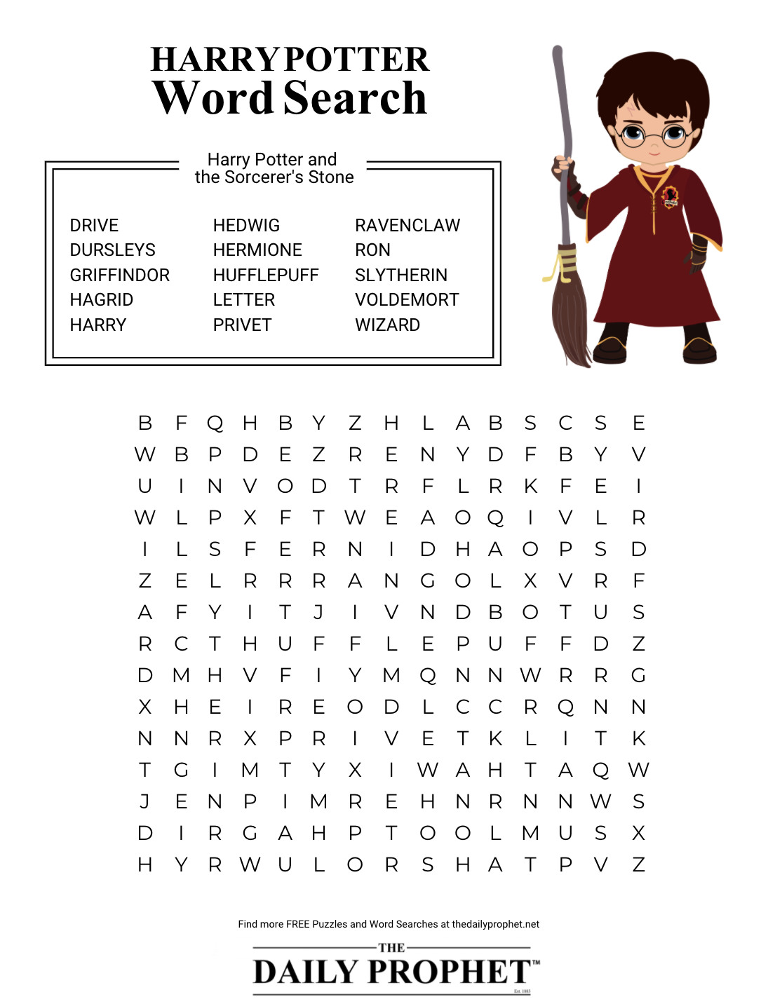 Harry Potter Word Search Harry Potter And The Sorcerers Stone The Daily Prophet Harry Potter Word Search Harry Potter And The Sorcerers Stone The Daily Prophet