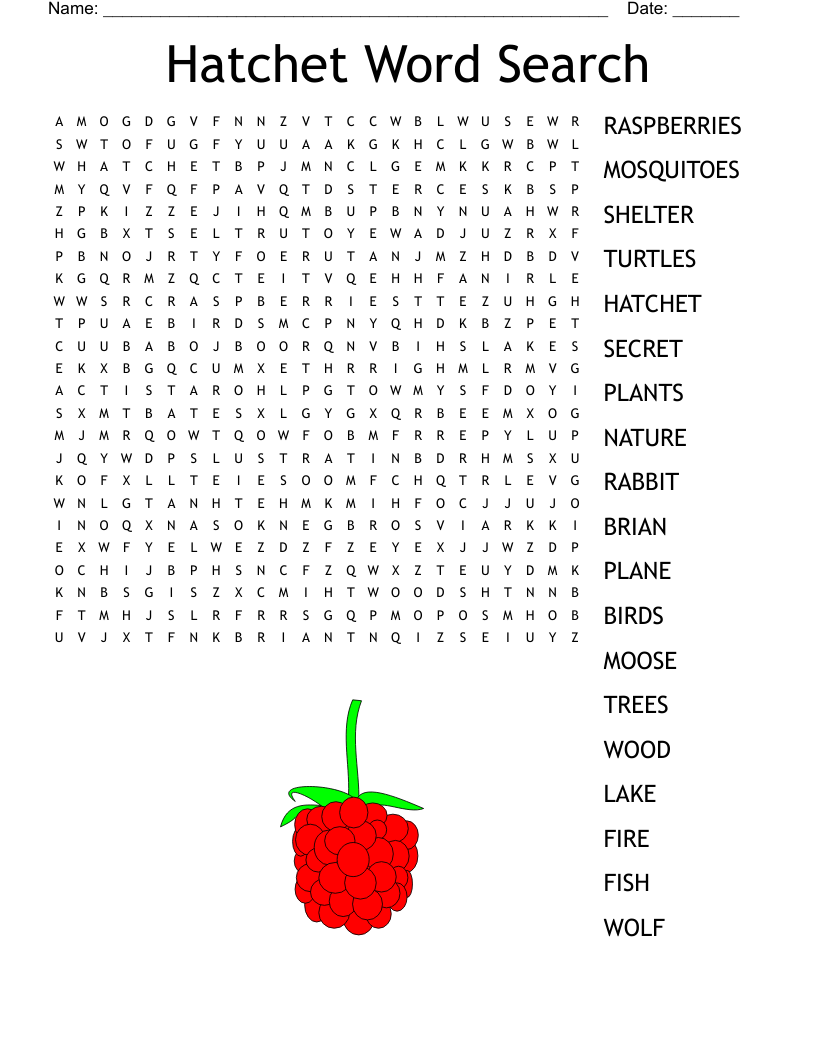 Hatchet Word Search WordMint