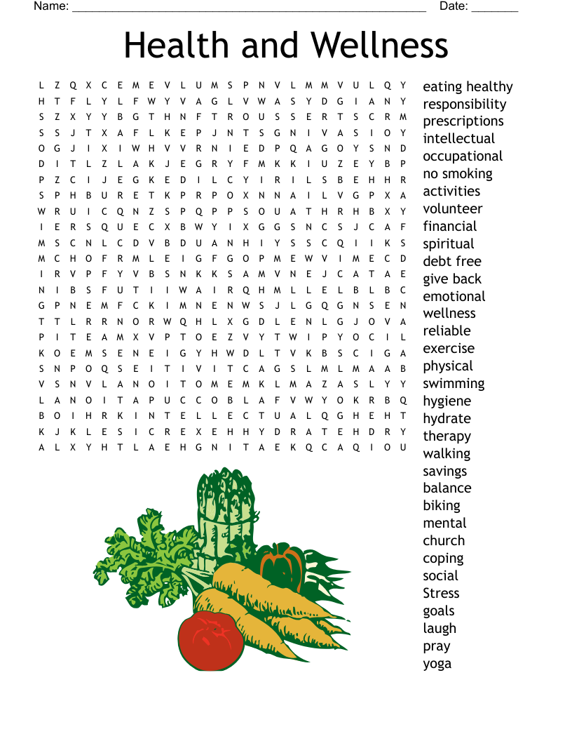 Health And Wellness Word Search WordMint