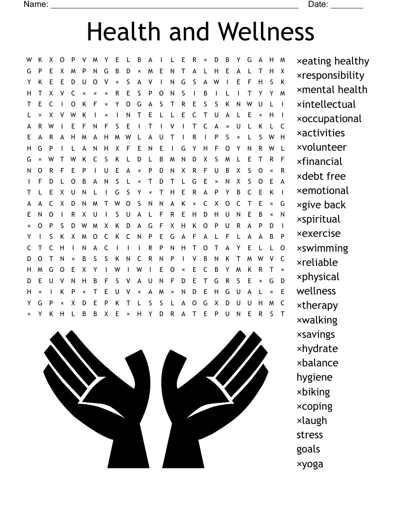 Health And Wellness Word Search WordMint