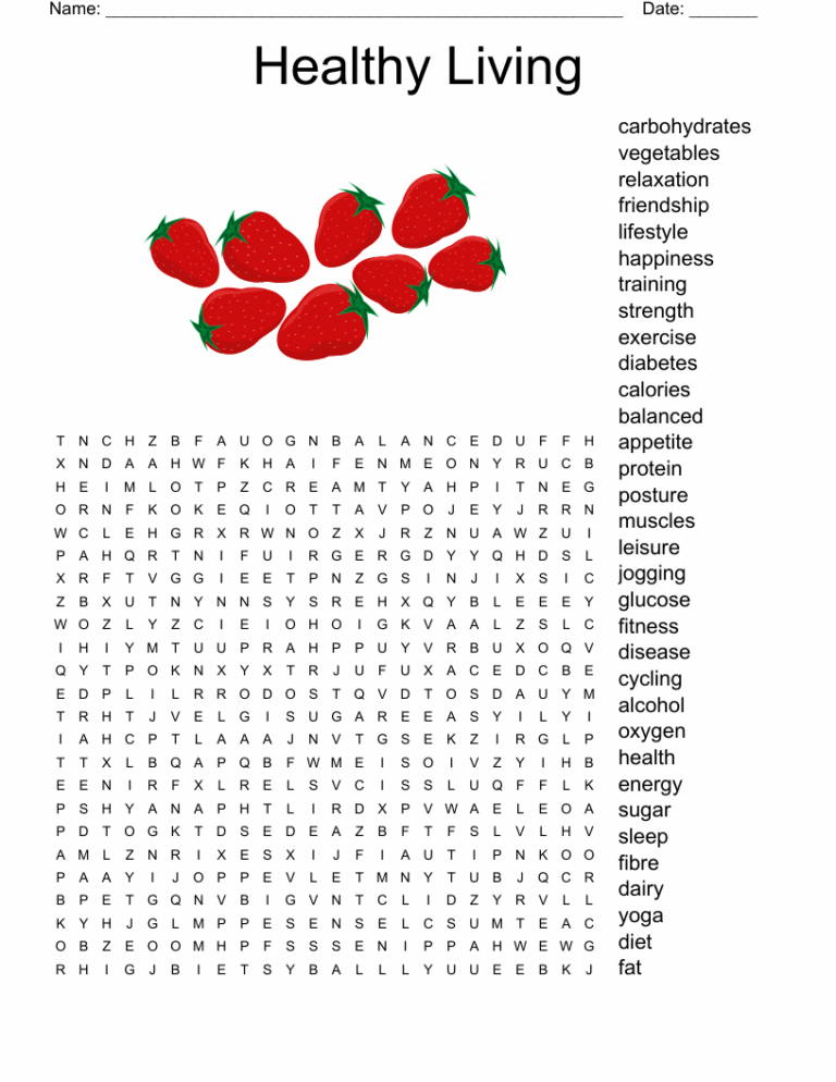 Healthy Living Word Search WordMint