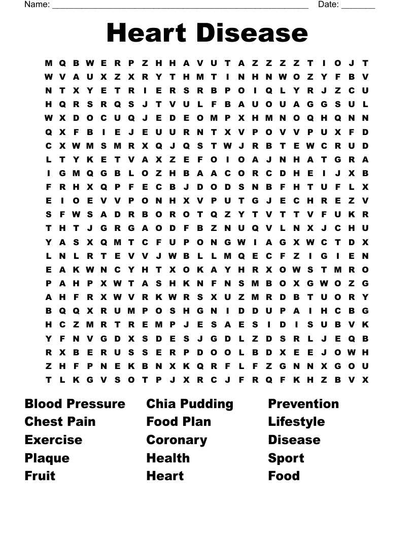 Heart Health Word Search Printable