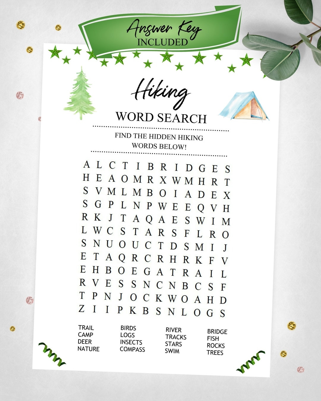 Hiking Word Search Spring Summer Hiking Word Search Game Hiking Theme Game Instant Digital Download Printable Game Etsy Finland