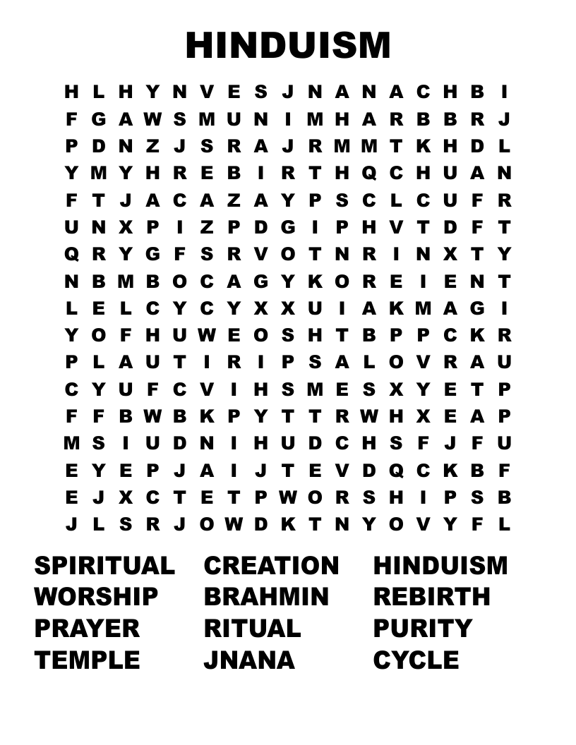 HINDUISM Word Search WordMint