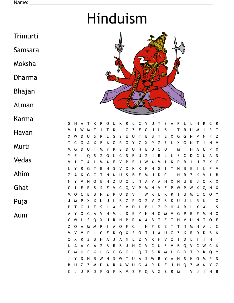 Hinduism Word Search Printable