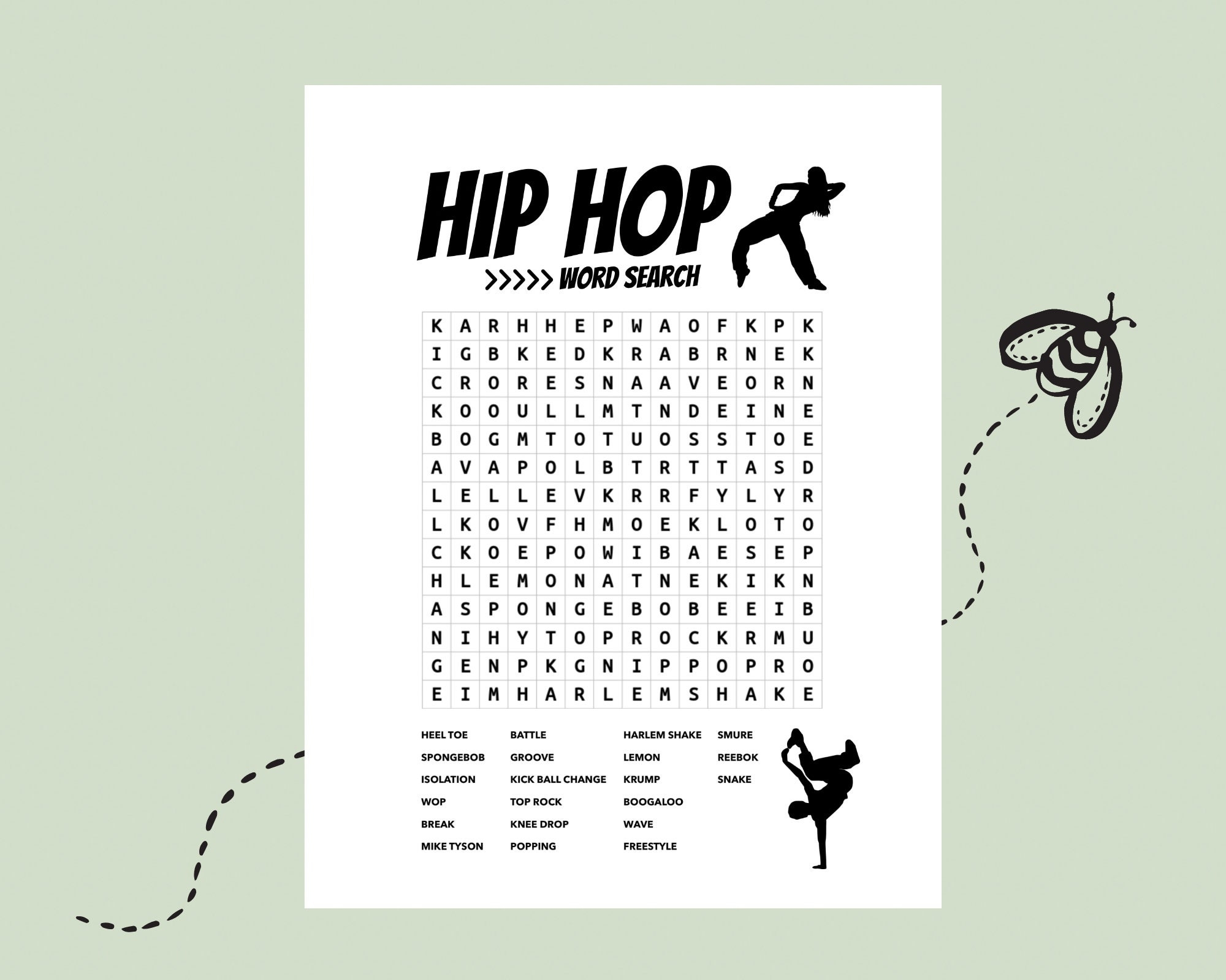 Dance Word Search Free Printable