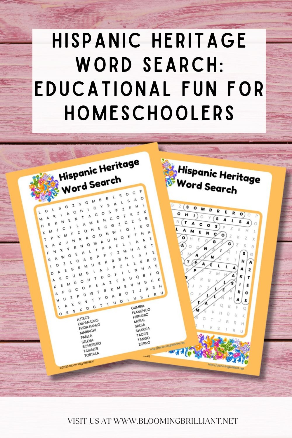 Hispanic Heritage Word Search A Fun Way To Learn About Latin American Culture Blooming Brilliant