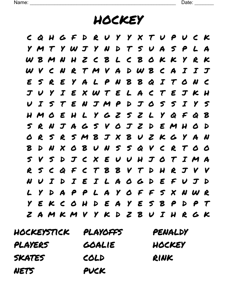 Nhl Word Search Printable