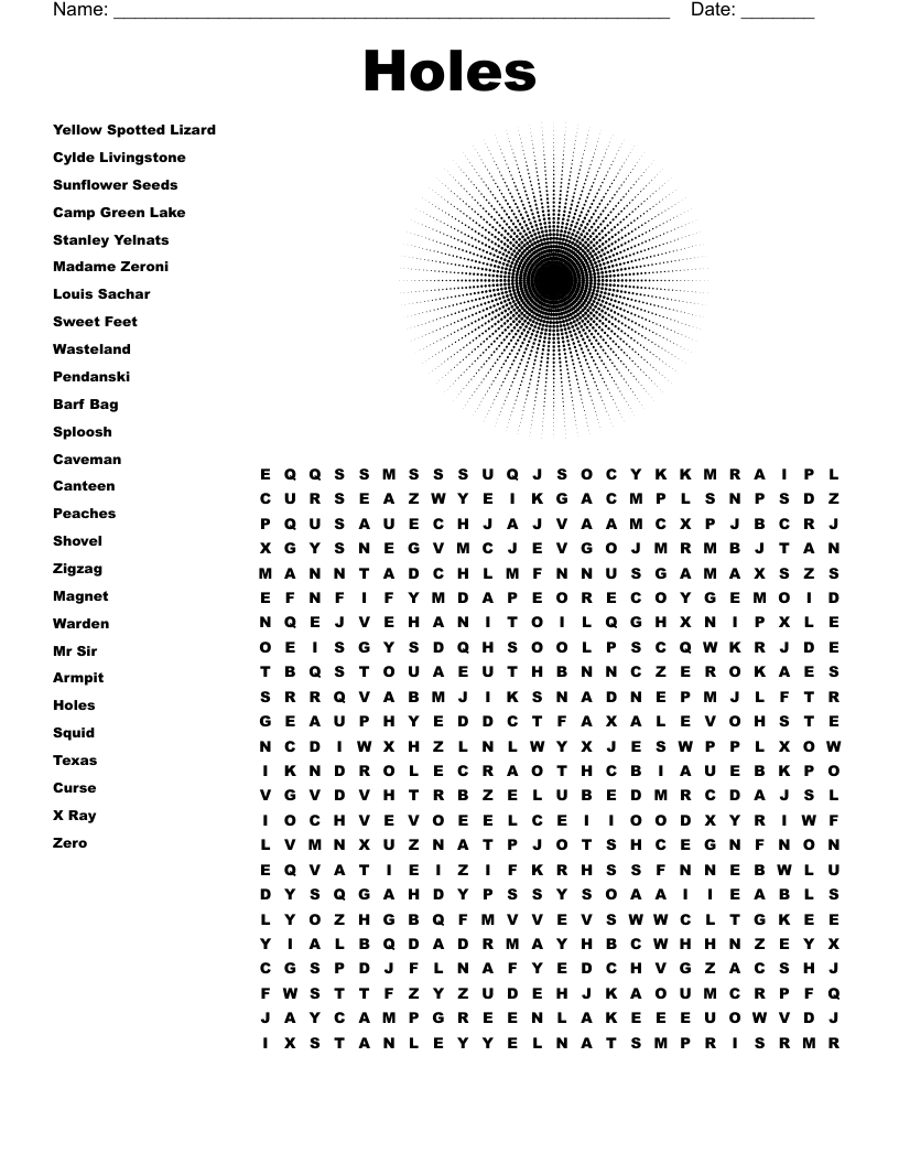 Holes Word Search WordMint