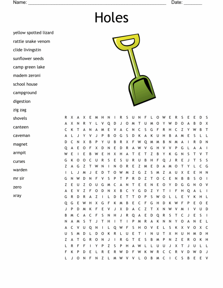 Holes Word Search WordMint
